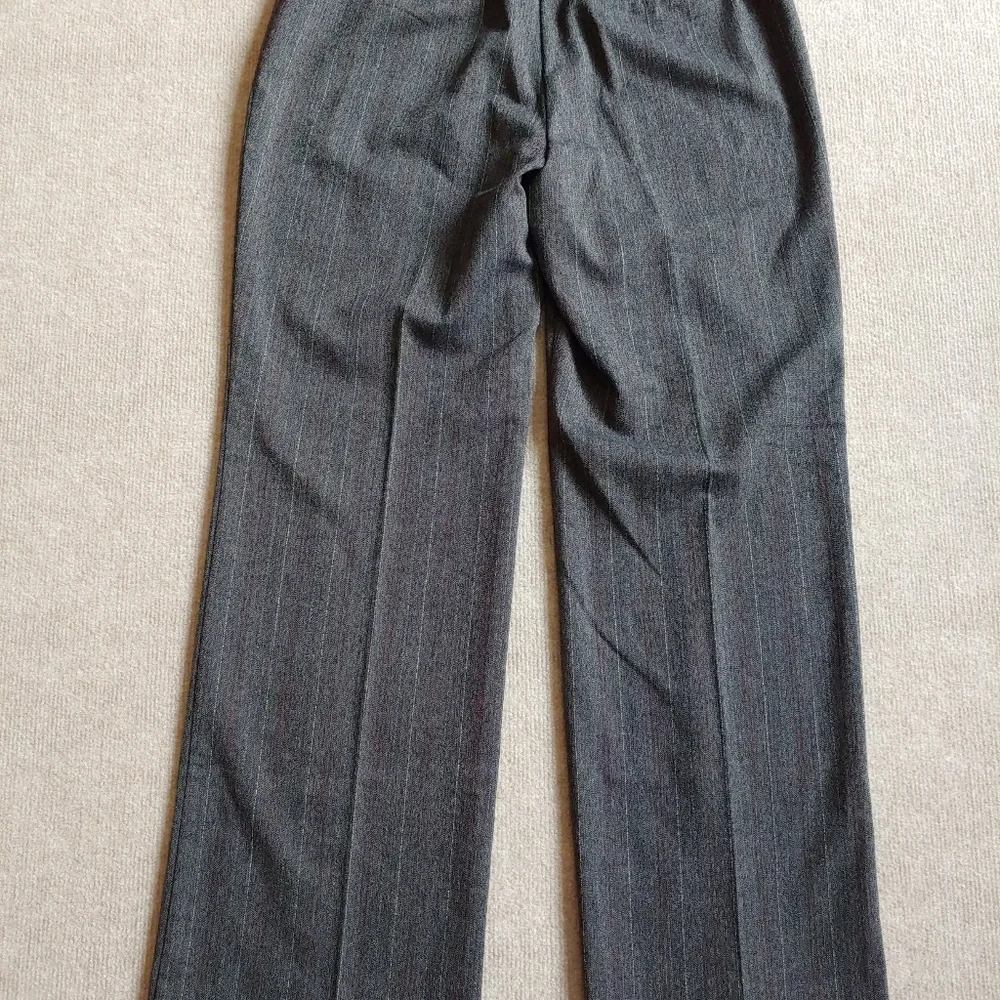 Chicos Wide Leg Dress Pants Womens Size 1.5 M 10 Gray Herringbone Striped Stret_4